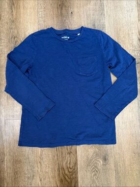 Mini Boden,Crewneck Long Sleeve Pocket Shirt - Navy Blue